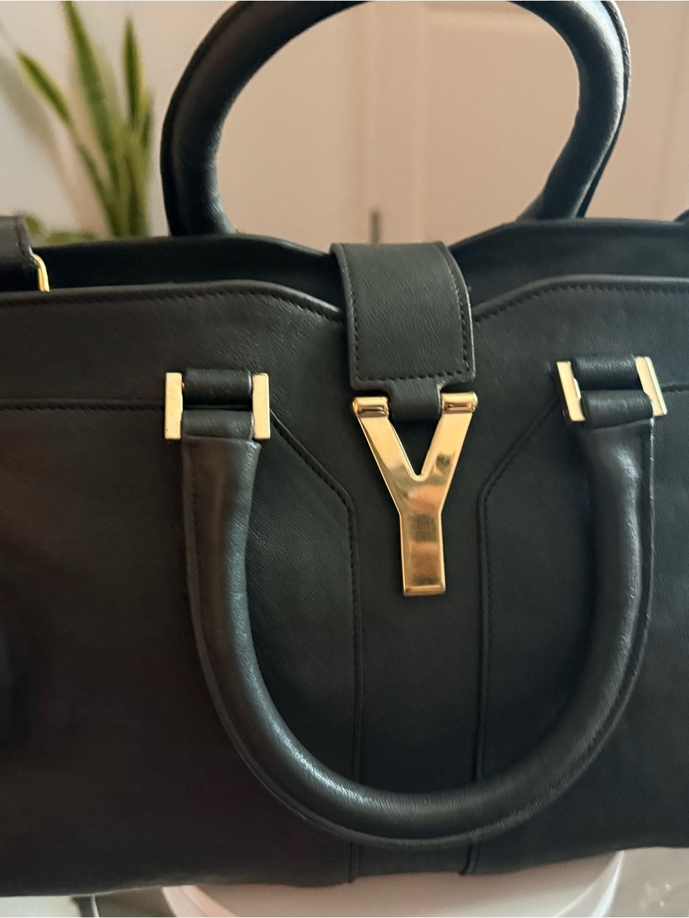 Pre-owned Yves Saint Laurent Black Satchel with Gold Y Hardware